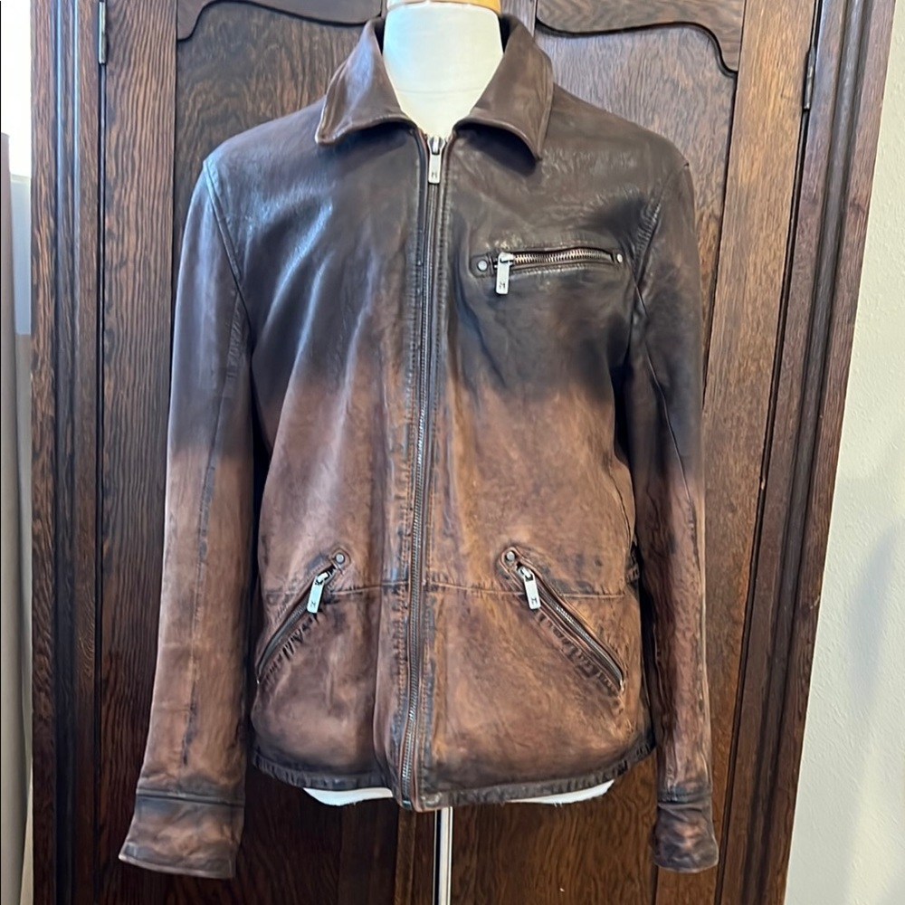 Mauritius Brown Lightweight Leather Jacket with Ombre Design
